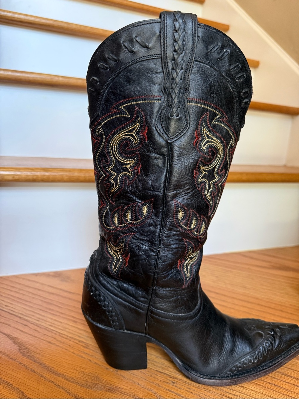 Lucchese Black Leather Western Cowboy Women's Boots Size: 8B Made In Mexico - Picture 14 of 16